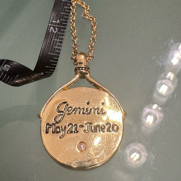 Gemini Zodiac Sign Rhinestone Medallion Pendant Necklace - Picture 8 of 11